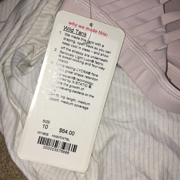 NWOT white and pink lululemon born to be free top! - Picture 5 of 6